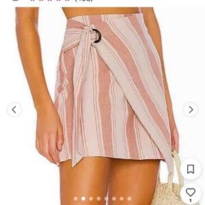 Free People Pink and White Striped Mini Skirt